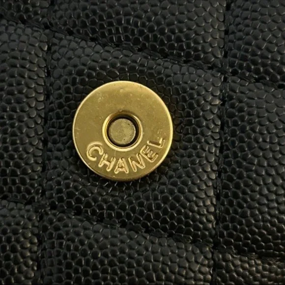 CC beauty black makeup bag cosmetic chain quilted leather - Picture 3 of 10